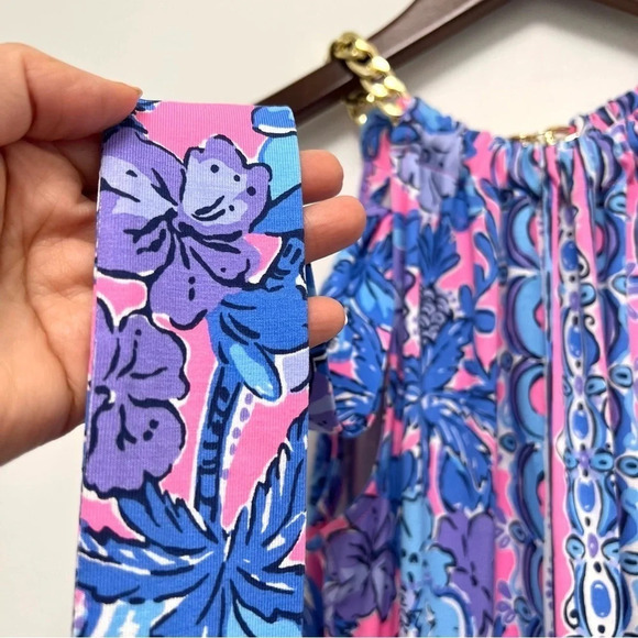 Lilly Pulitzer Bingham Halter Midi Dress soleil Pink Palm Tropical Resort XXS - Picture 9 of 12